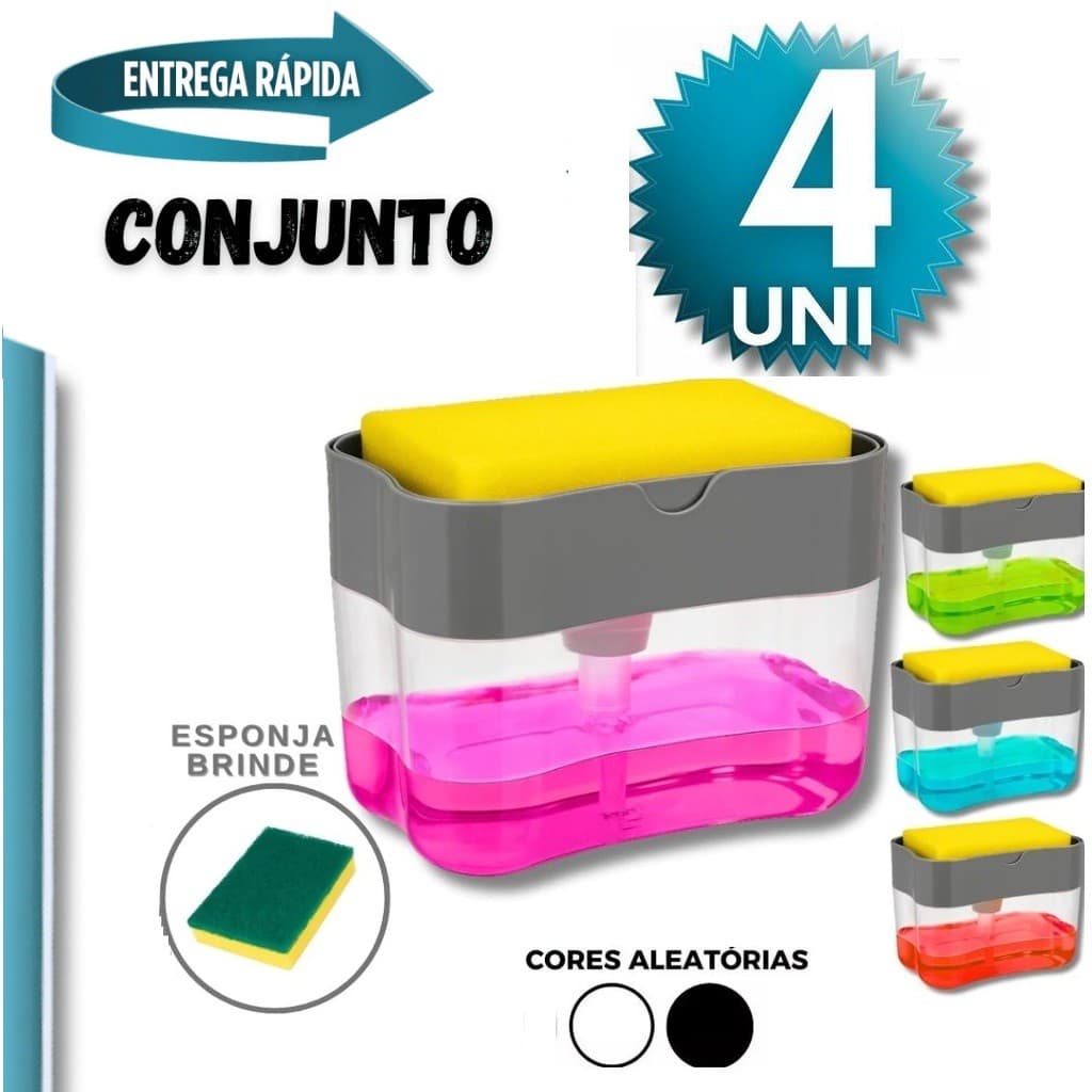 4/3/2/1 Peças Dispensador P/Detergente Dispenser Sabao 2x1 Detergente Suporte Porta Bucha + Esponja Grátis
