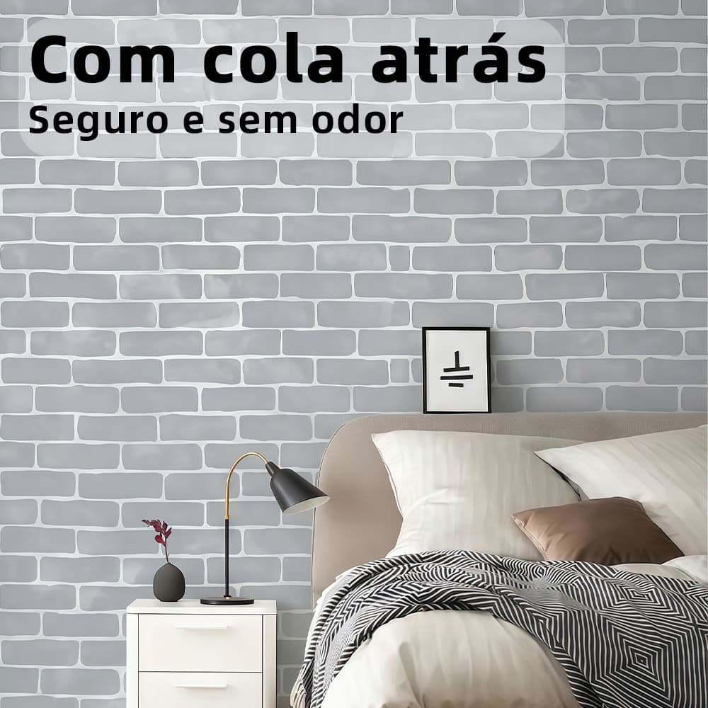 Adesivo de imitação de tijolo papel de parede adesivo vem com adesivo fácil de instalar antibacteriano e antimofo