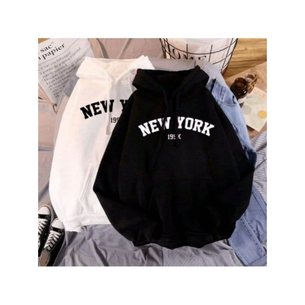Kit 2 Moletons N Hoodie Streetwear Preto Branco Casual Masculino Feminino