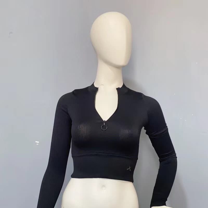 Âmbar pedido externo meio zíper esportes Fitness Wear colete linha cintura estreita mais magro olhar treinamento de mang