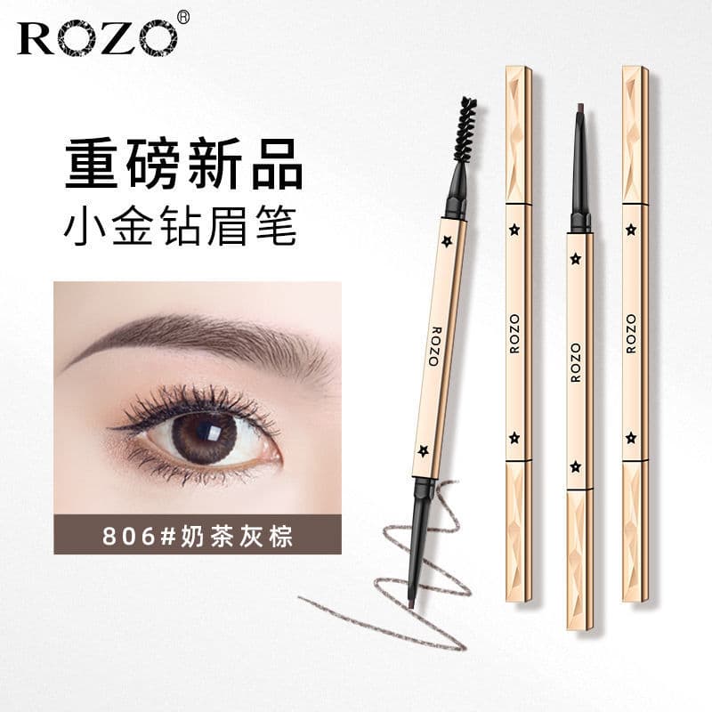 [Compre um e ganhe outro] Lápis de sobrancelha rozo feminino estilo ultrafino à prova d'água de longa duração sem desbot