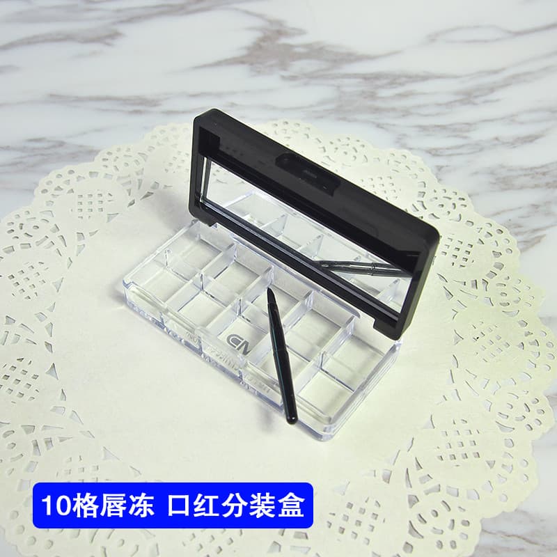 10 cores espelho caixa de sombra lábio Freezer caixa de brilho labial caixa vazia DIY batom placa vazia Sub-embalagem pl
