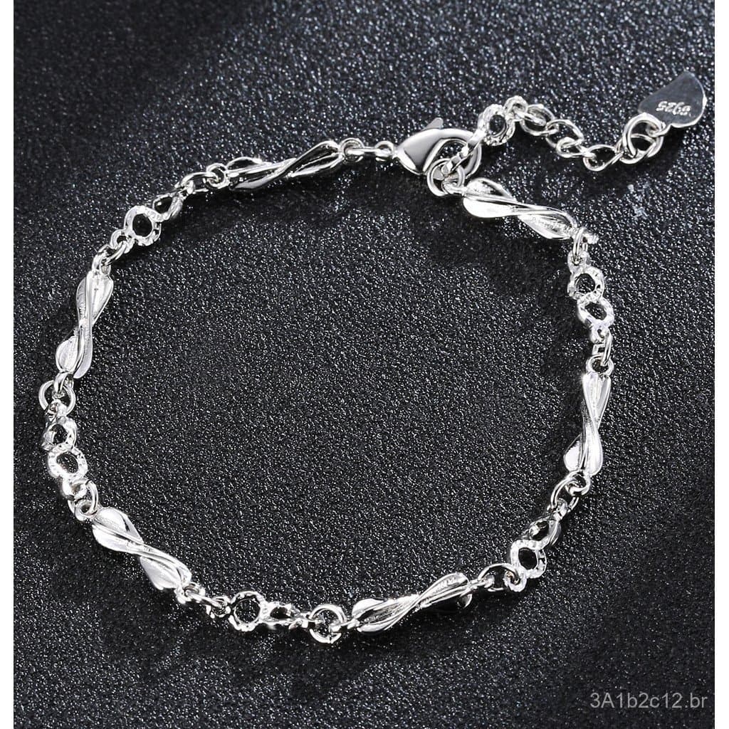 Pulseira de Lantejoulas Prateada Zhenrong Eternal Love Fashion - Joia de Mão Minimalista e Elegante Coreana e Japonesa -