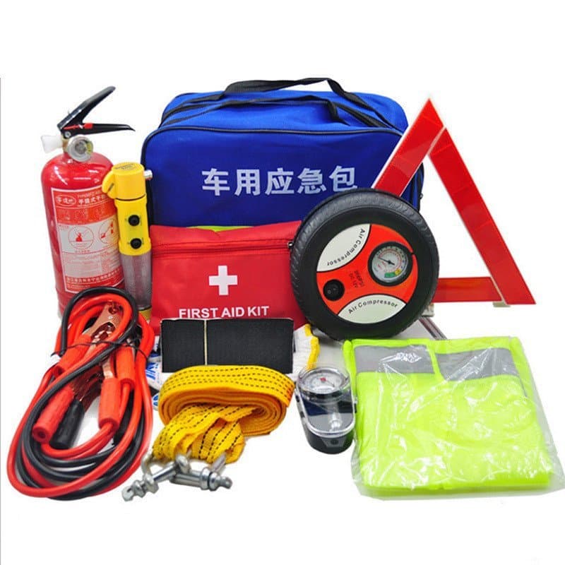 Kit de ferramentas de emergência para carro, conjunto combinado de kit de emergência para veículo, extintor de incêndio