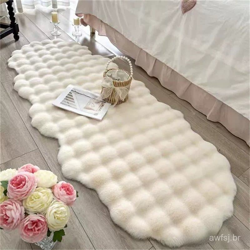 Oval Tapete De Pelúcia Imitação De Pele De Coelho Quarto Sofá Cadeira Almofada Sala Estar Decoração Casa