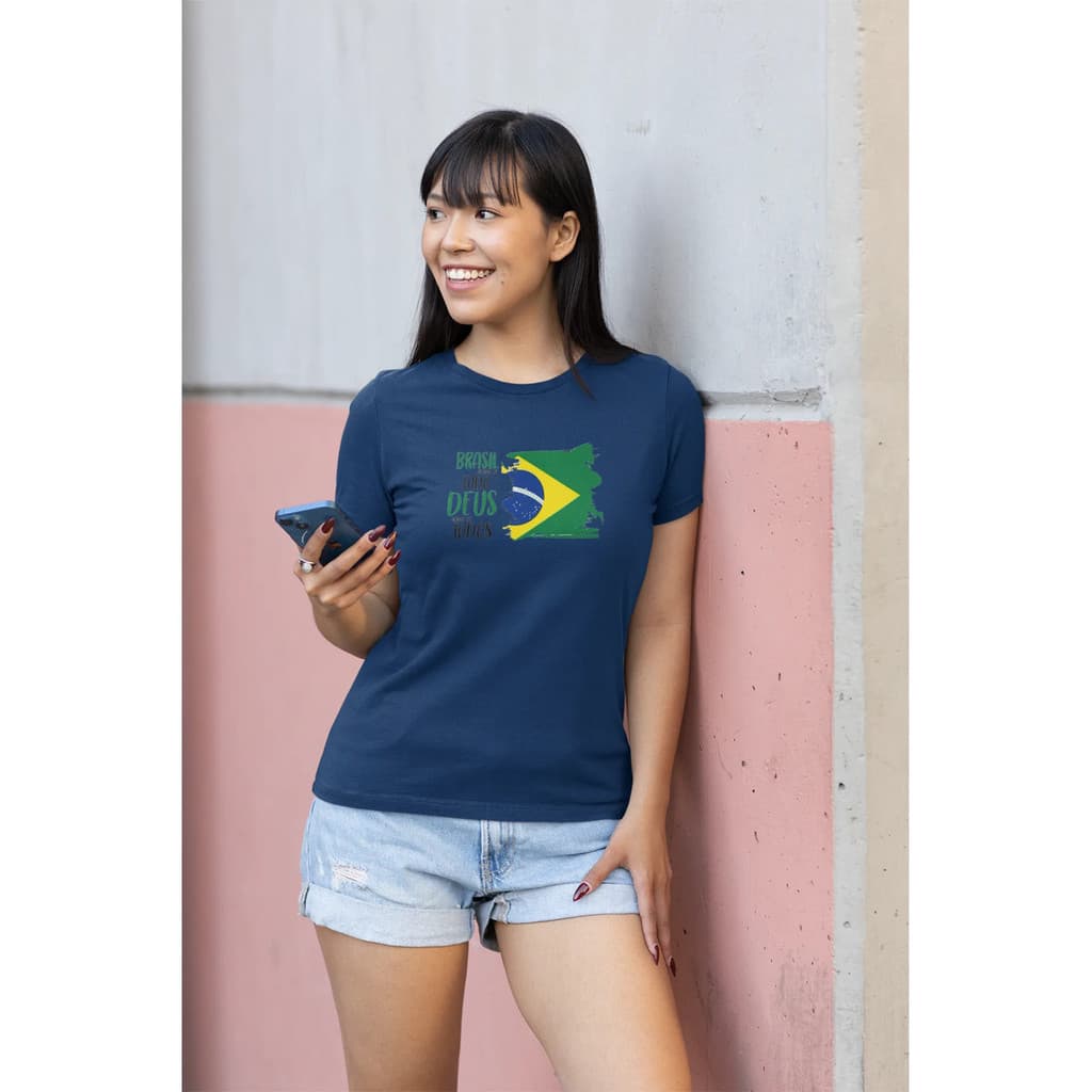 Camiseta Feminina Brasil Acima De Tudo Deus Acima De Todos