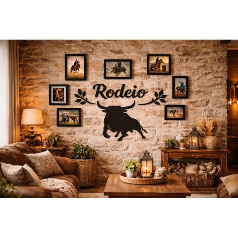 Mural De Fotos  Parede Rodeio Sertanejo Rustico MDF Qualidade Premiun