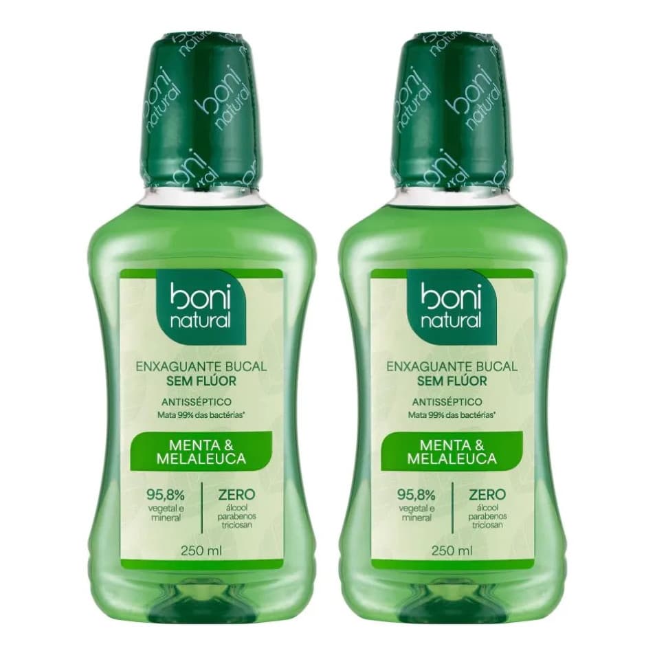 Kit 2 Enxaguante Bucal Sem Flúor Menta E Melaleuca 250ml - Boni Natural
