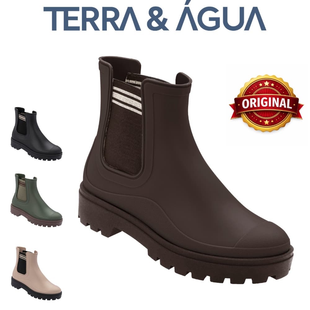 BOTA GALOCHA TERRA E AGUA COTURNO CANO MÉDIO FEMININA LEVE CONFORTÁVEL SOLADO IMPERMEÁVEL 870007