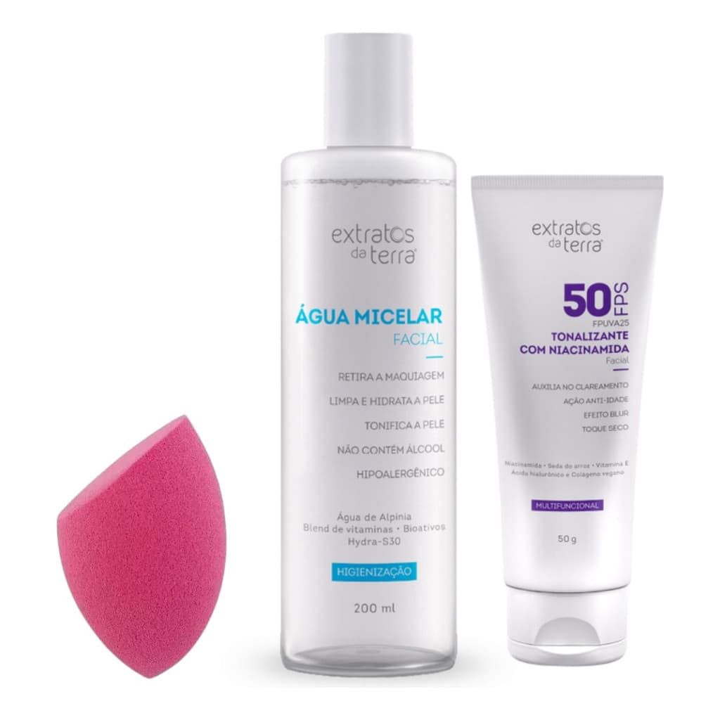 Agua Micelar Facial + Protetor Tonalizante Clareador Fps50