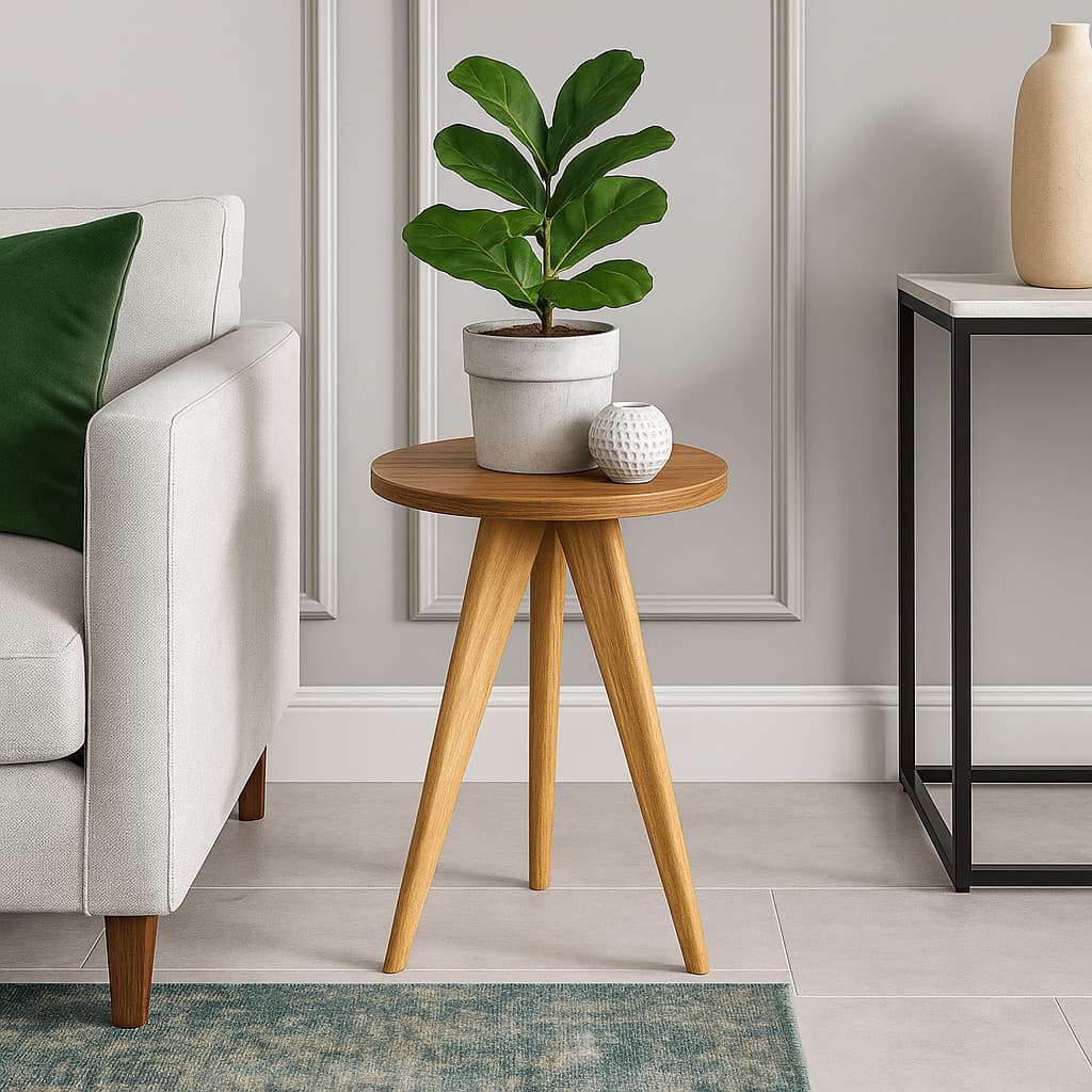 Mesa de Centro Pequena 40cm – Pé Palito em Madeira Maciça