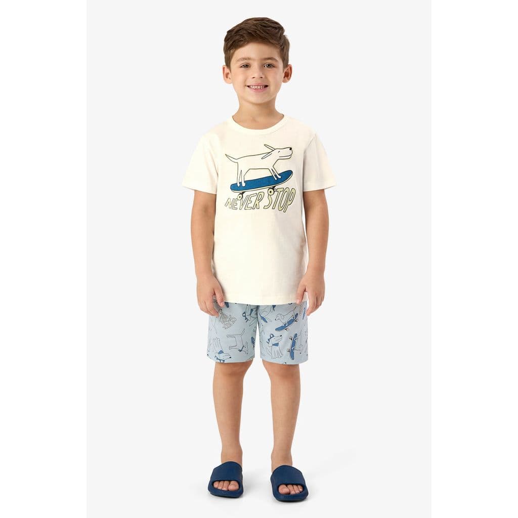 Pijama Menino Estampa Brilha No Escuro Shorts Estampada Rovi Kids