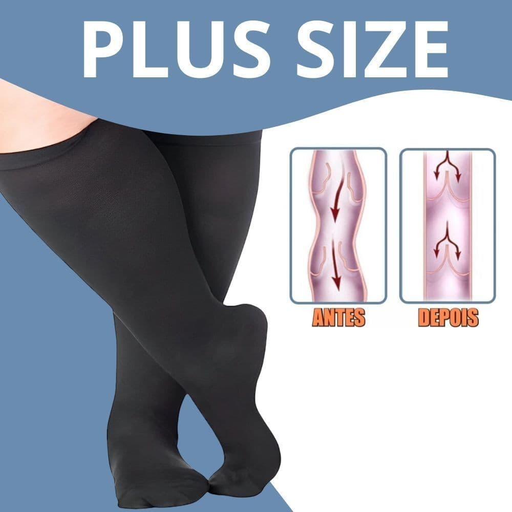 Meias de Compressão Plus Size 3/4 SUPER CONFORT OMG! 20-30mmHg – Circulação, Varizes e Pernas Leves