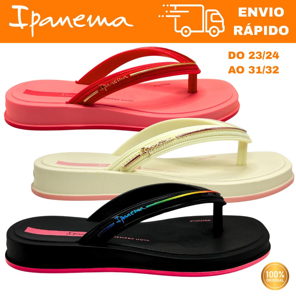 Chinelo Ipanema Glow INF 27399 Estiloso e Leve com Tira Colorida