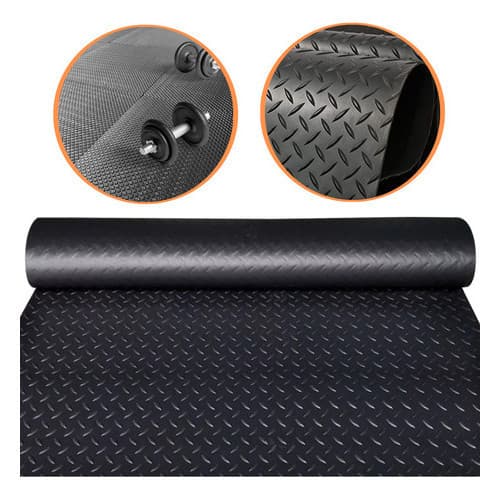 6m Piso Diamante emborrachado preto 3mm x 1m Larg. Antiderrapante e resistente