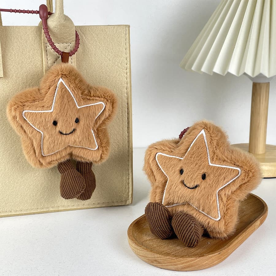 Pingente de Pelúcia Estrela com Tema de Natal, Boneca de Biscoito Criativa, Brinquedo de Decoração Divertido, Pequeno Pr