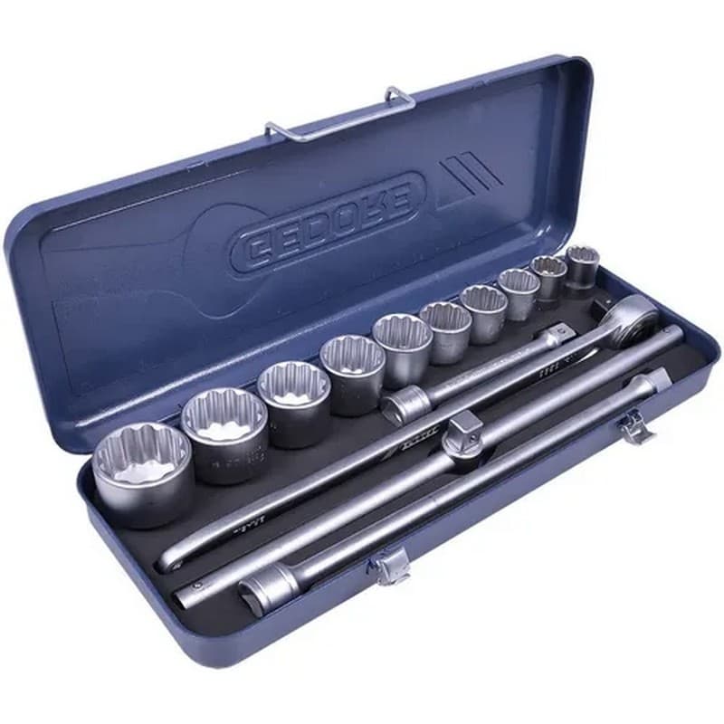 Jogo Soquete 3/4" Estriado 14pcs 10 Soquetes 4 Acessorios CRV 22-50MM Gedore D32EMZ