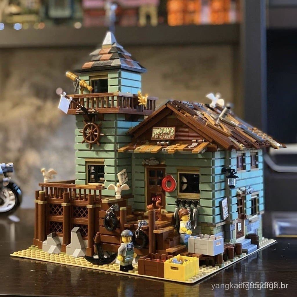 4FE6 Compatível com LEGO Cabana do Pescador Deluxe Street View Série de Construção Blocos de Montagem Modelo de Brinqued
