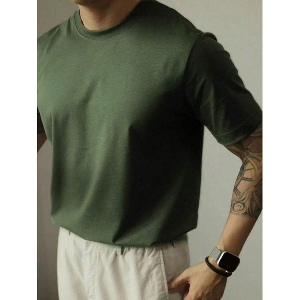 Camisa de verão Unissex Básica de Algodão com Gola Redonda – Cores Sólidas Confortável e Respirável