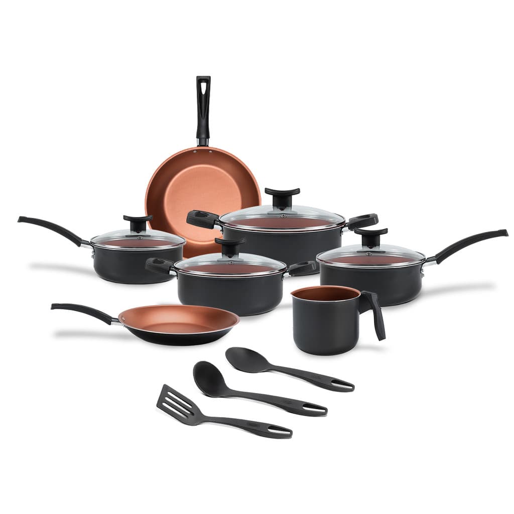 Jogo de Panelas Brinox Antiaderente Topázio 10 Peças Cinza Range