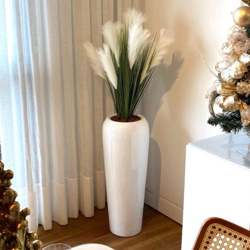 Vaso Vietnamita Fibra De Vidro Fino Quintal Sala 65cm Fibra de Vidro