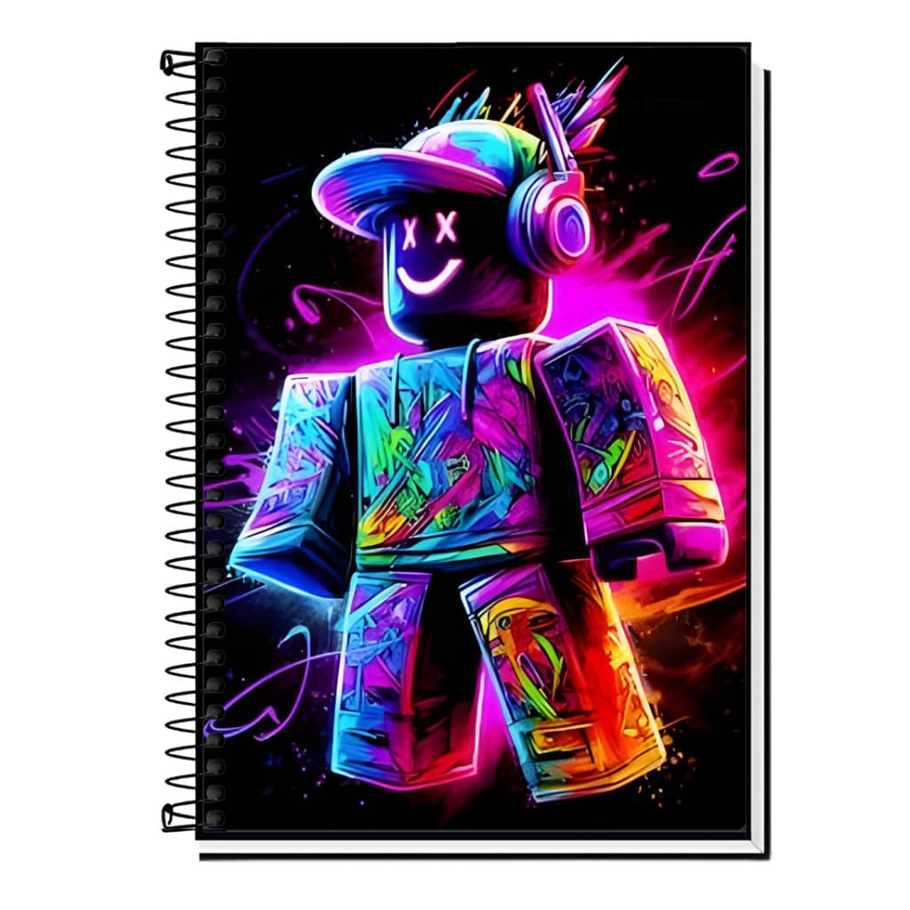 Caderno Escolar Gamer  Roblox Capa Dura 1, 10 ou 20 Matérias
