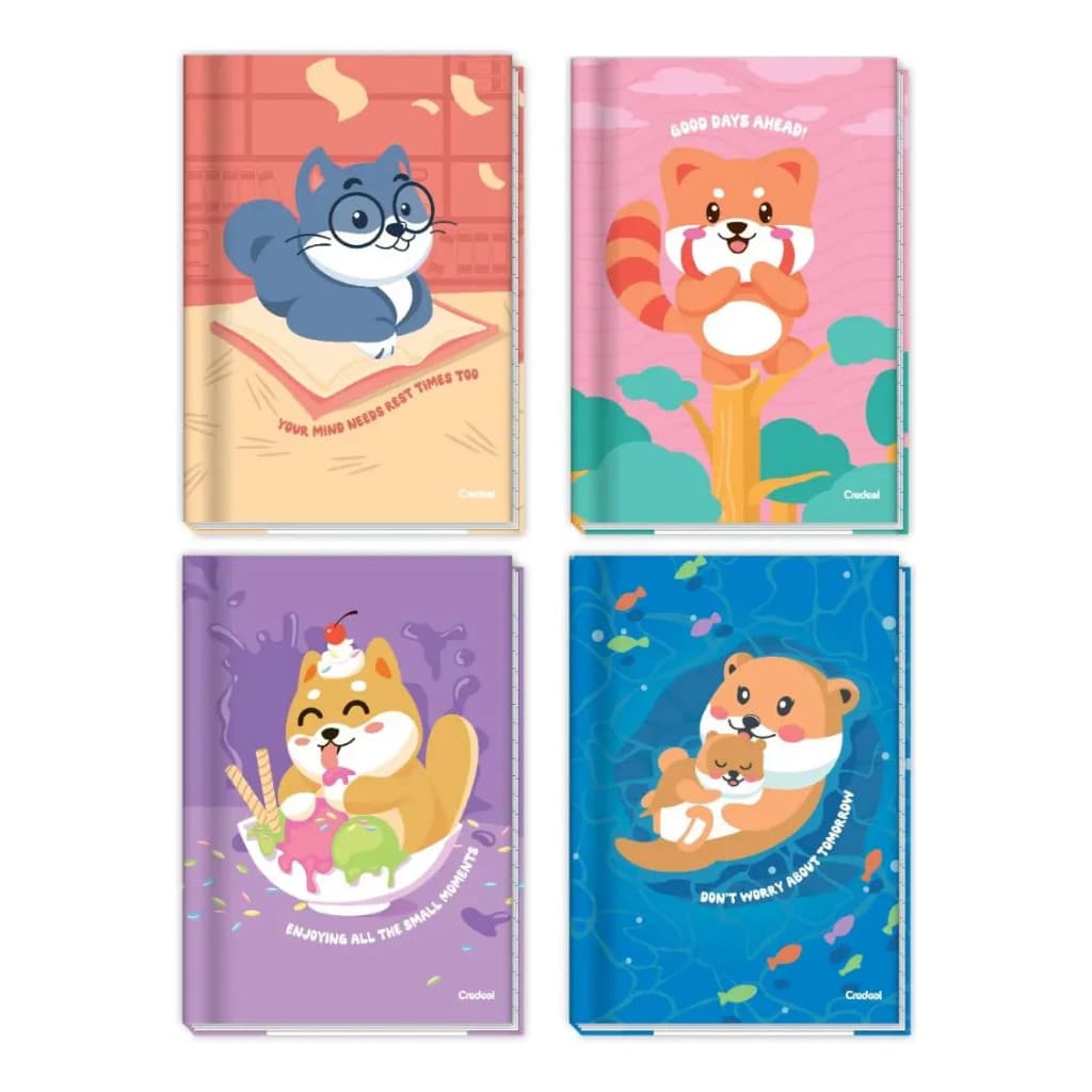 kit 5 Cadernos Capa Dura Brochurão Grande Costurado 80 e 48 Folhas LaLa Pets Credeal