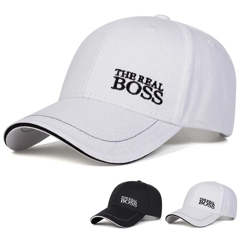 Bonés De Beisebol Unissex THE REAL BOSS Com Letras Bordadas , Primavera E Outono , Chapéus Casuais Ajustáveis Ao Ar Livr