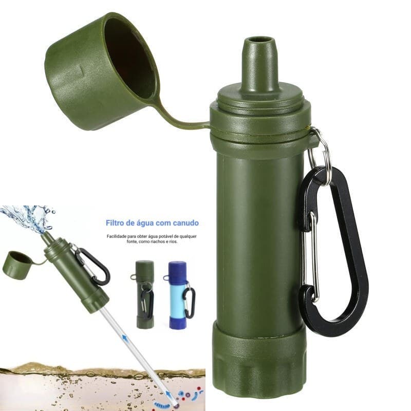 Canudo de purificação de água ao ar livre, purificador de água potável direto de emergência, filtro portátil
