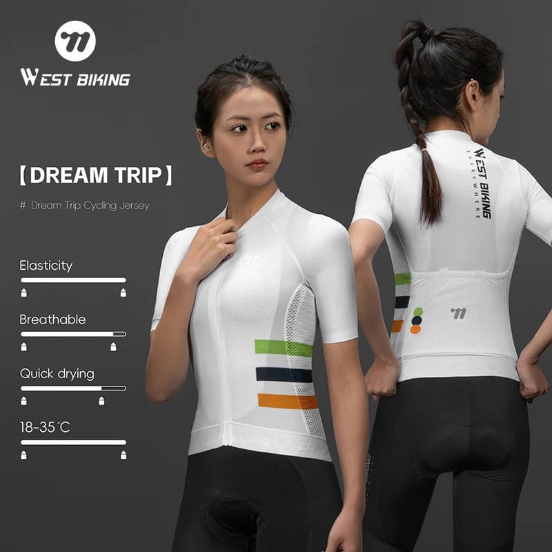 WEST BIKING Camisa de Ciclismo Feminina de Verão Manga Curta Ajustada Anti-UV MTB Ciclismo de Estrada Respirável Uniform