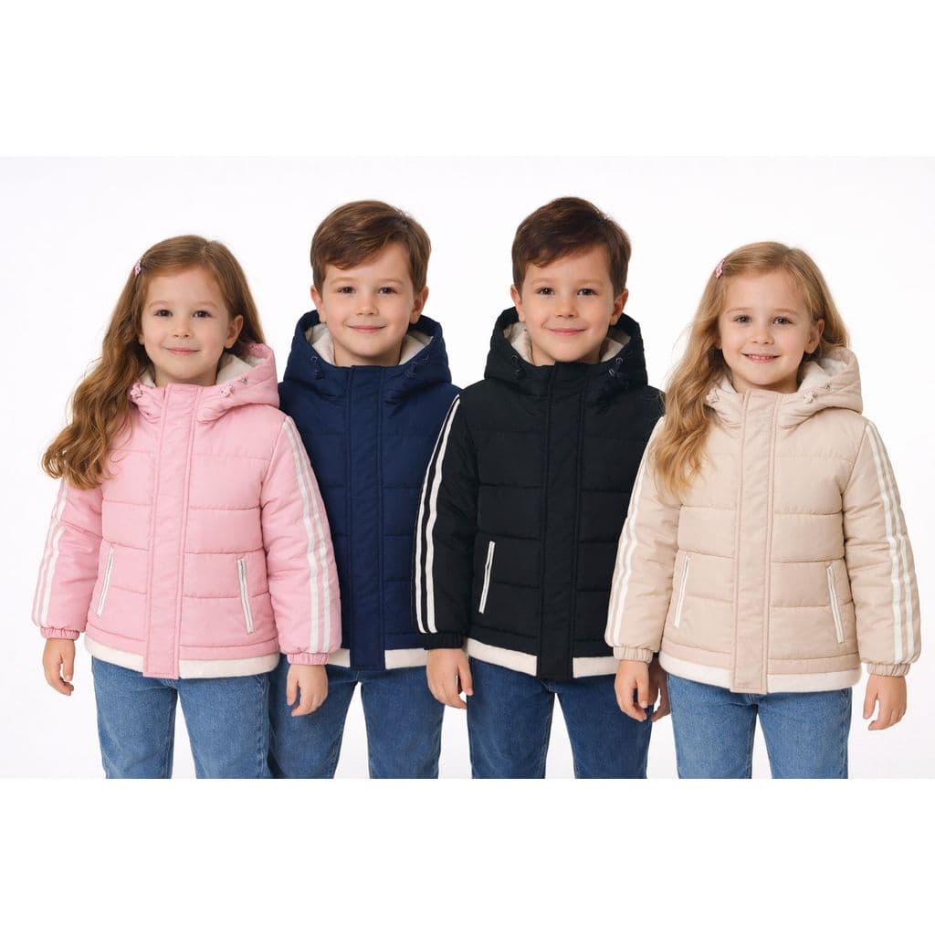 Jaqueta Bobojaco punho punho elastico e faixa puffer Infantil Grosso pra frio com capuz  Inverno