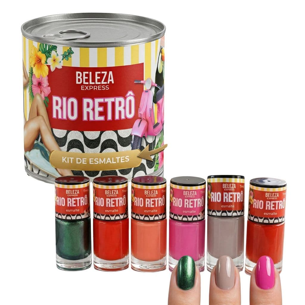 Kit de esmaltes com lata decorada Rio Retrô Beleza Express