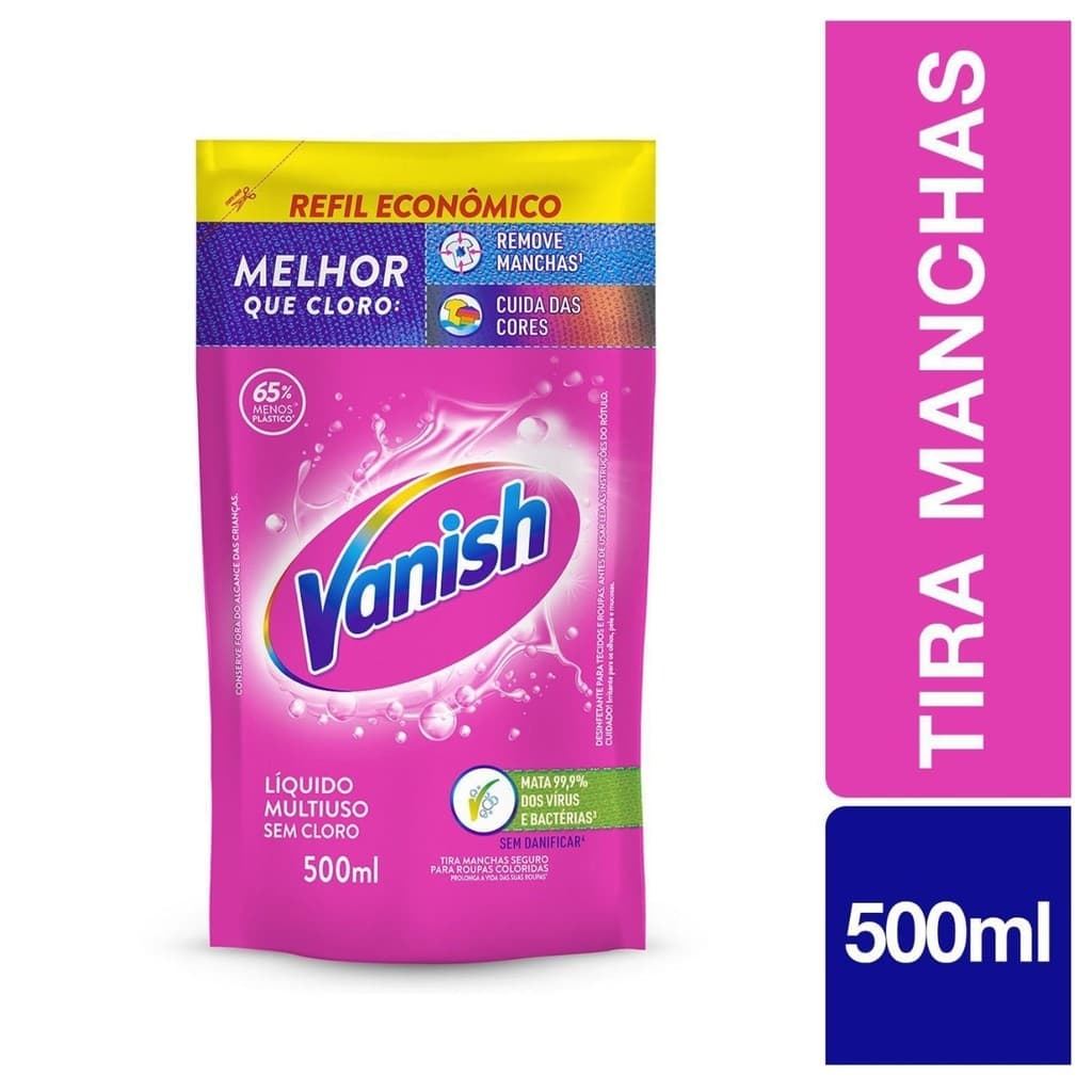 Vanish Líquido Multiuso 500ml Roupas Coloridas Oxi Action Tira Manchas Sem Desbotar
