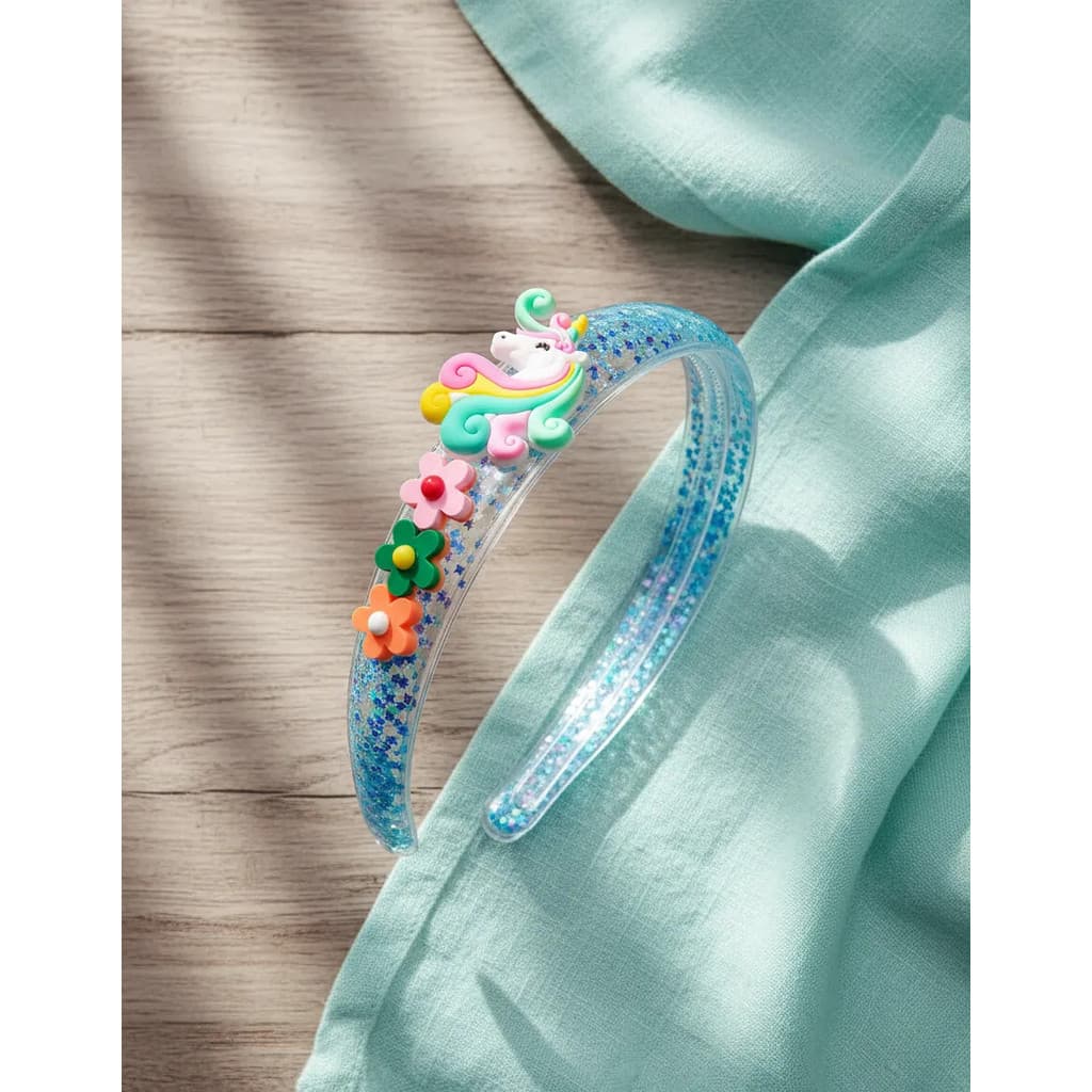 Tiara Infantil Arquinho Piscina Unicórnio Com Lantejoula