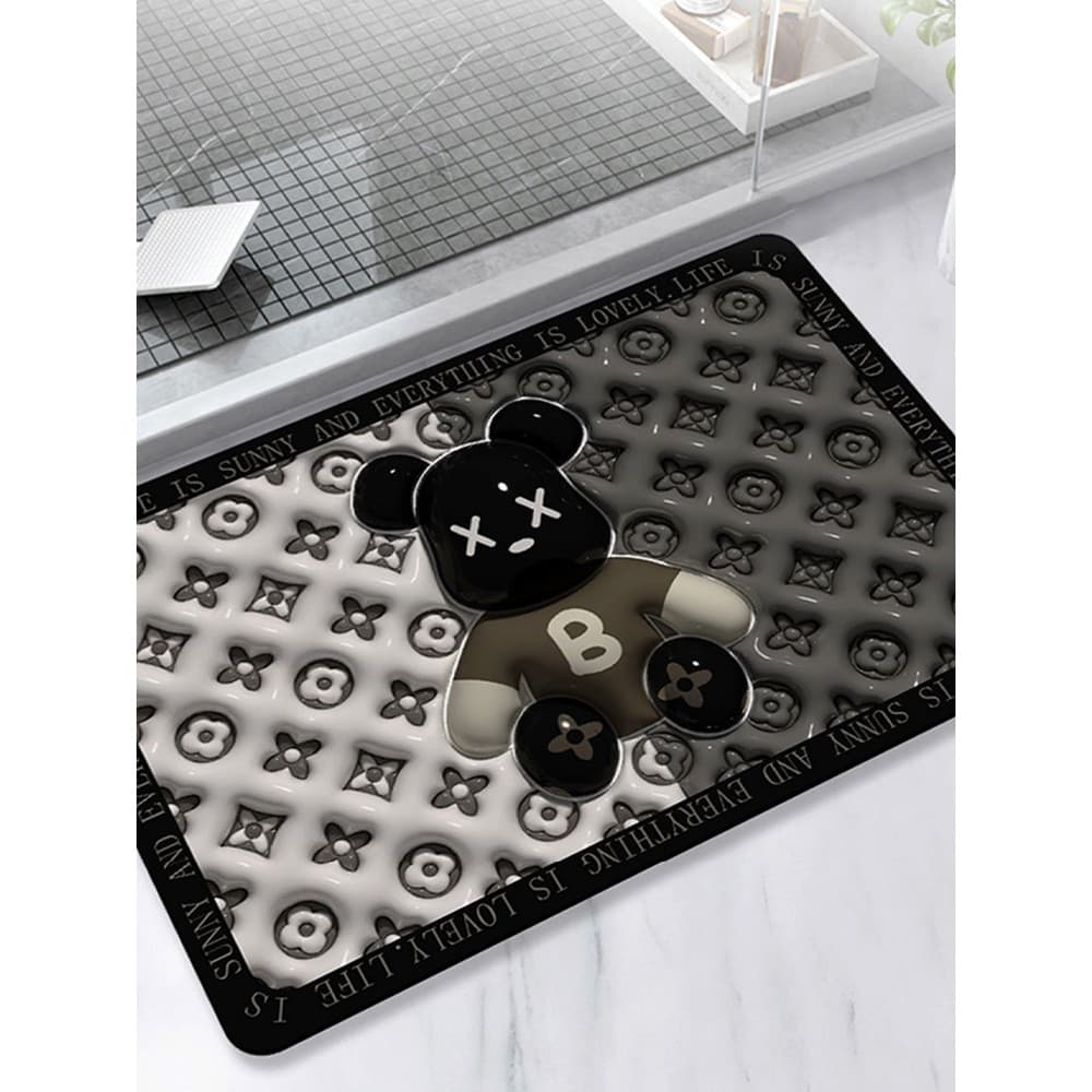 3D tridimensional banheiro antiderrapante entrada de banheiro absorvente tapete de porta de secagem rápida