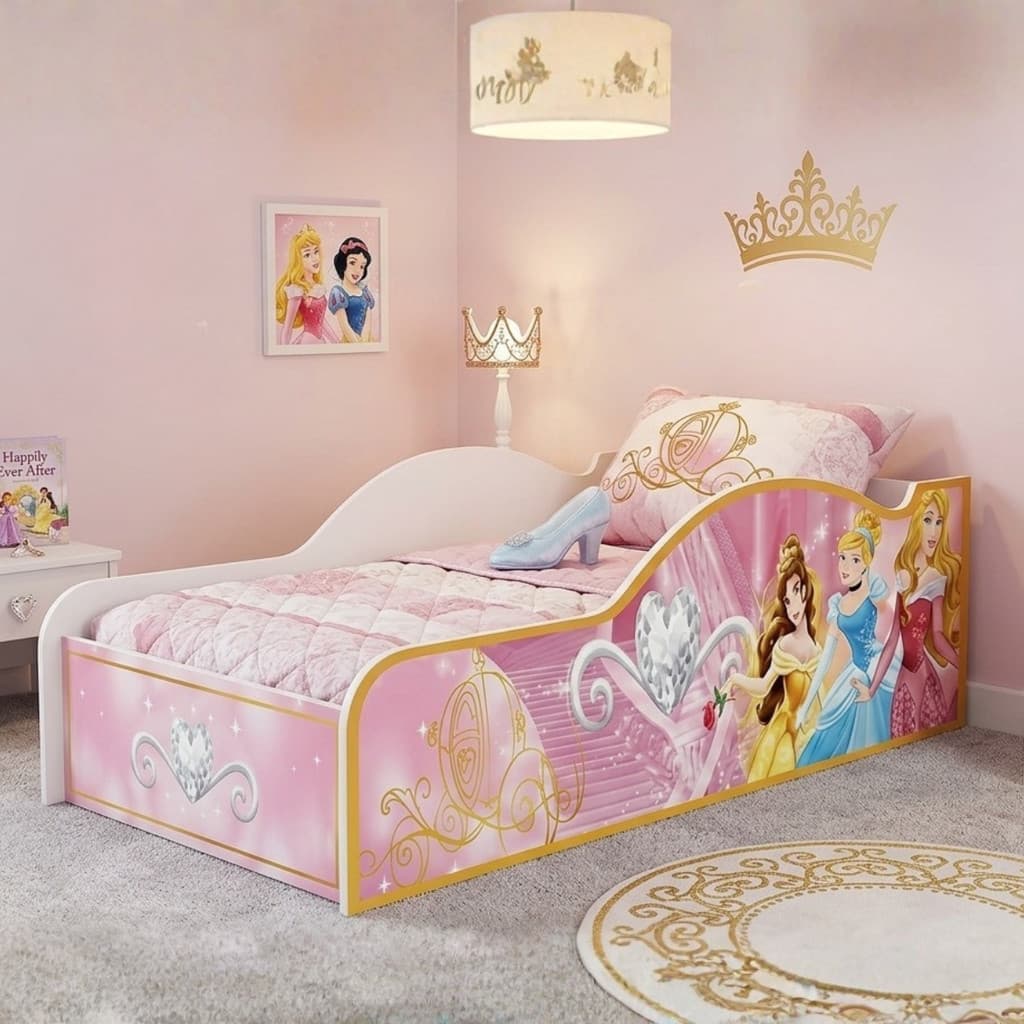 Cama Rosa Desenho Princesas - Infantil Juvenil para Criança - MDF Resistente