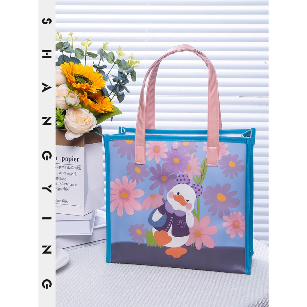 Shangying @ Da Duck Design Original Bolsa de Ombro Feminina de Grande Capacidade All-Match À Prova D 'Água Estilo Bonito