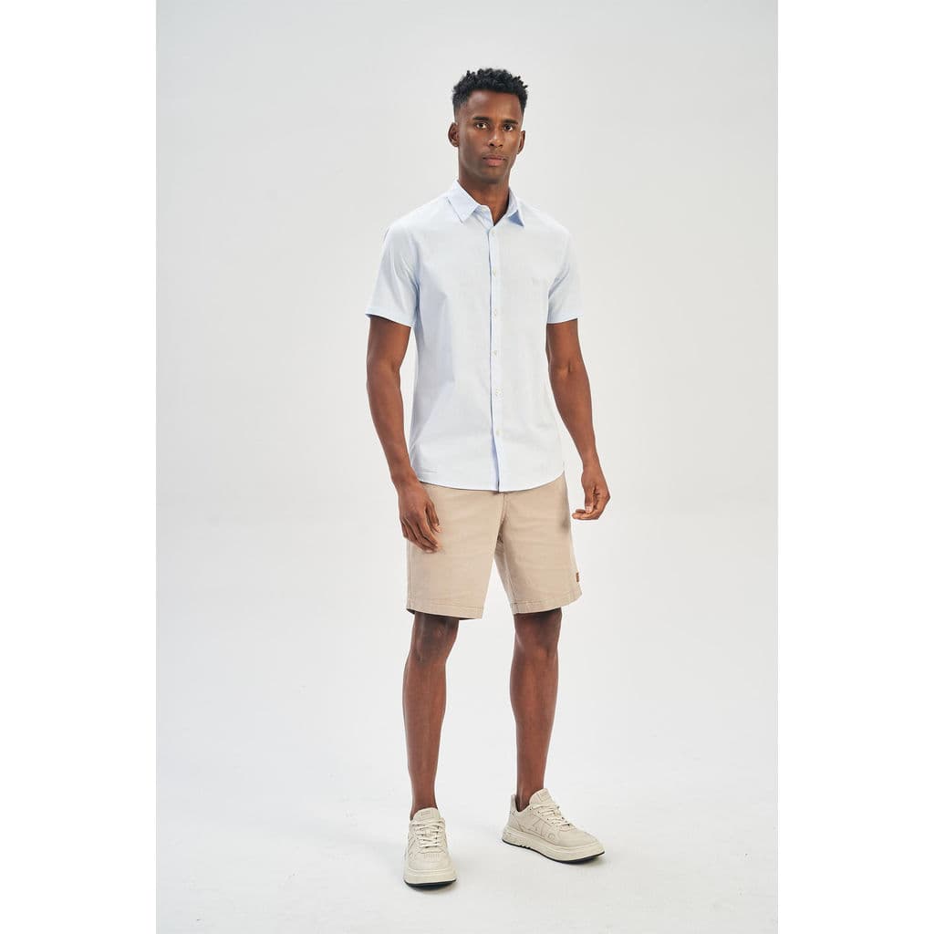 Camisa Manga Curta Casual Masculina Acostamento