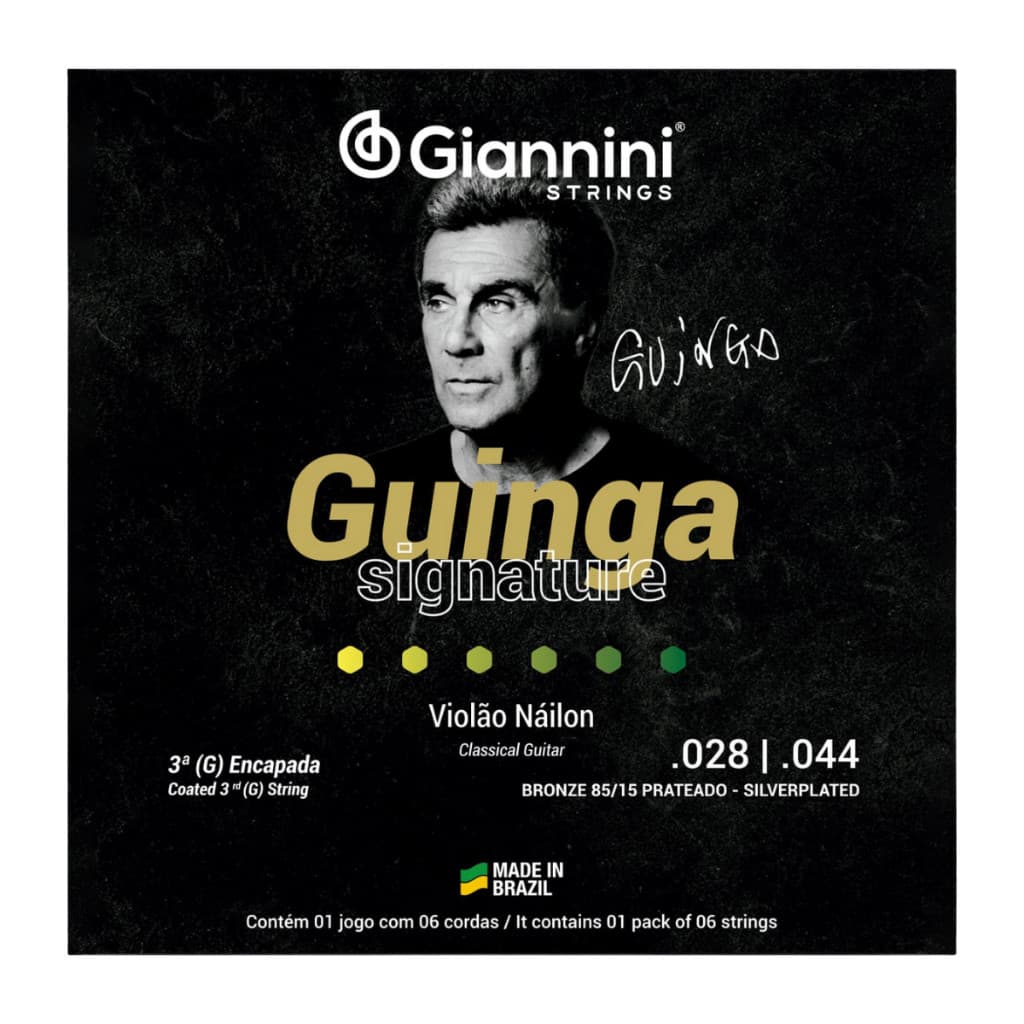 Encordoamento Jogo de Corda Giannini Violão Nylon Nailon Bronze Guinga 85/15 Sol Encapada