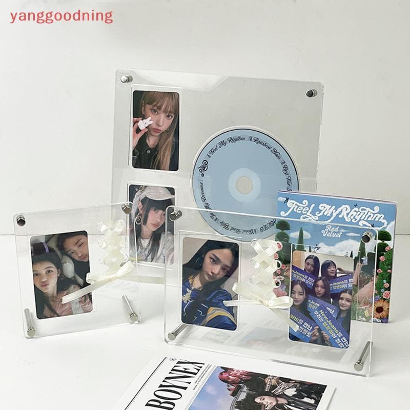 (YGN) CD Picture Display Stand Frame Transparente Acrílico Photo Photocard Holder Idol Cartões Postais Protetor Decoraçã