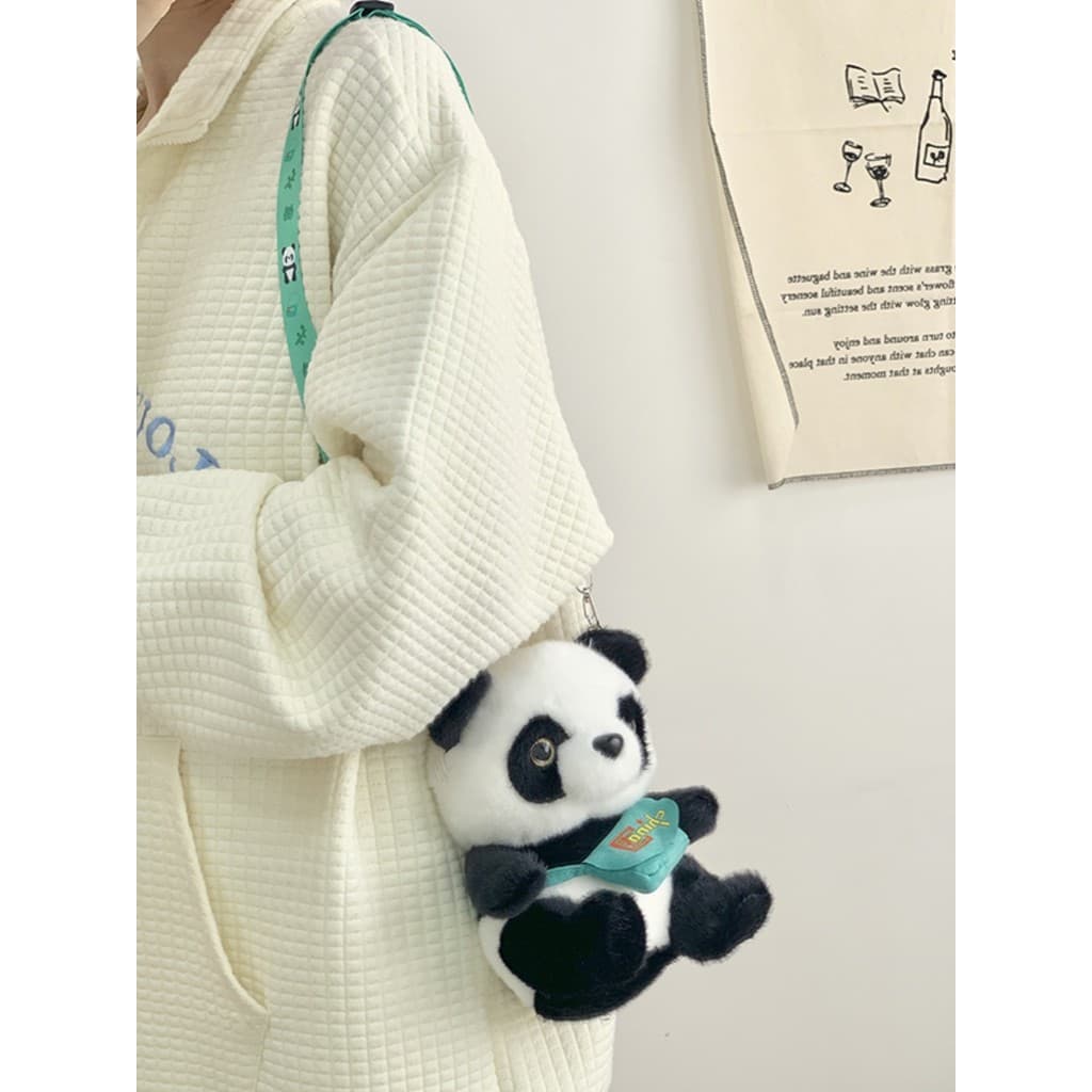 Bonito pequeno Panda saco feminino 2023 novo estilo ins nacional na moda dos desenhos animados saco de boneca de pelúcia