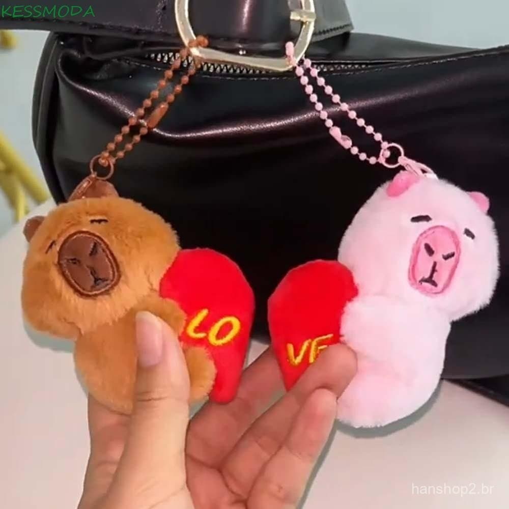 Kesselmanmoda 2 Peças De Chaveiros De Capivara , Mini Pingentes De Casal Fofos , Coração Vermelho Marrom Criativo Desenh