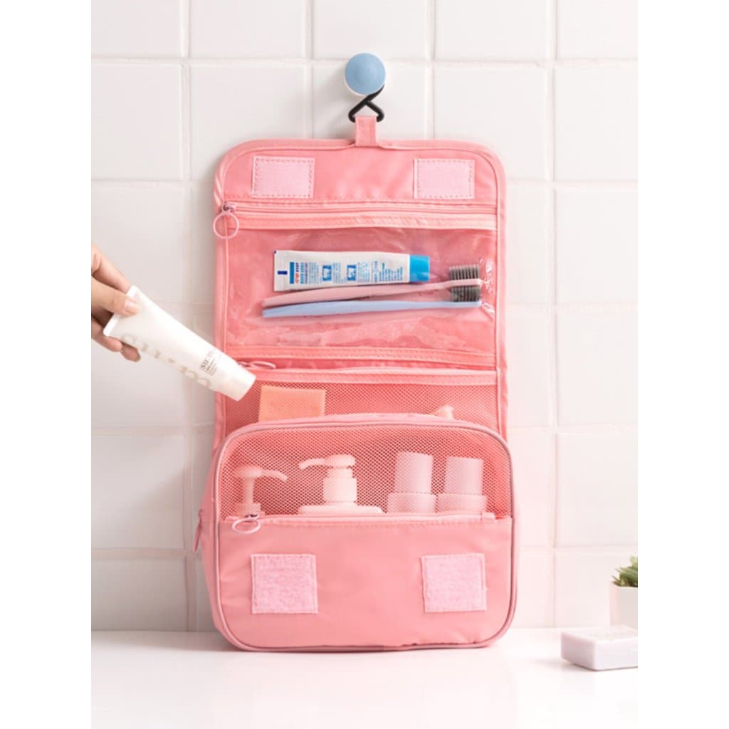 Influenciador saco cosmético sarja portátil coreano simples menina coração saco de higiene pessoal grande capacidade sac