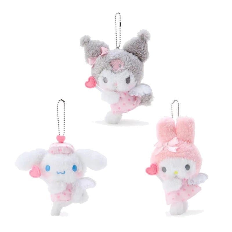 Kawaii Sanrio Angel Series Boneca De Pelúcia Minha Melodia Kuromi Canela Coração De Amor Plushile Chaveiro Fofo Pingente
