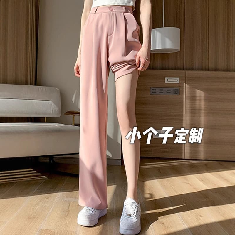 145 terno curto calças de perna larga feminino verão 150cm alta Wear combinando verão estilo fino Drape gelo seda xs