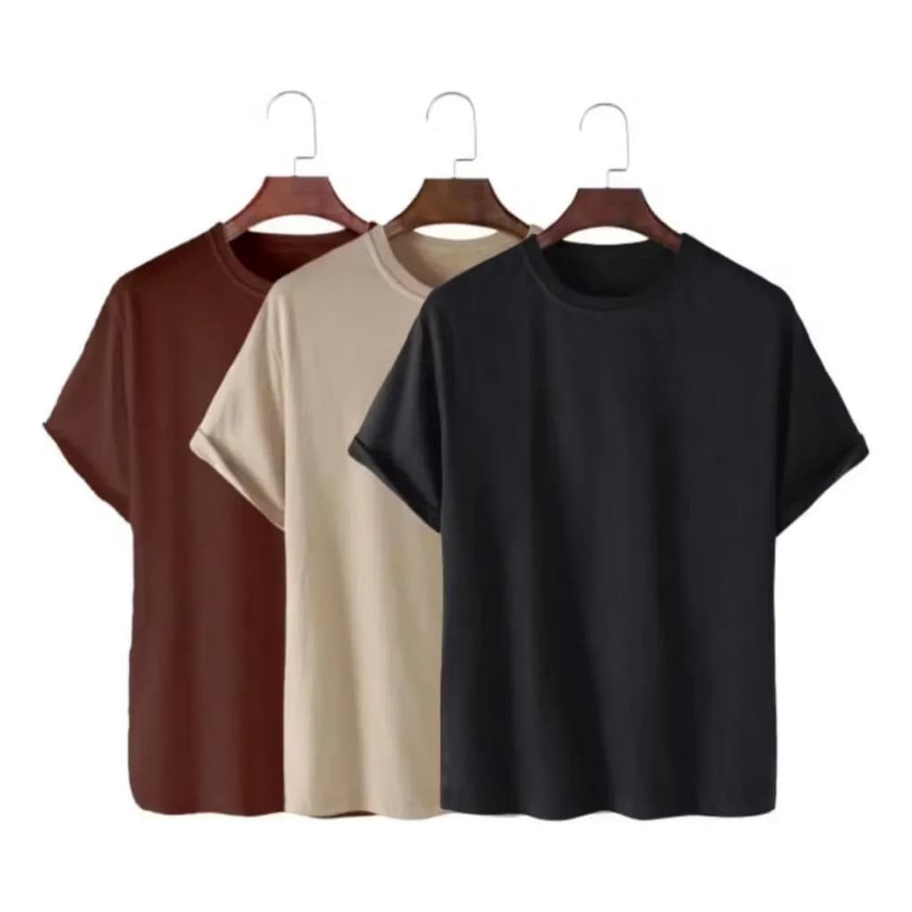 Kit 3 Camisetas Femininas Básicas Algodão Oversized