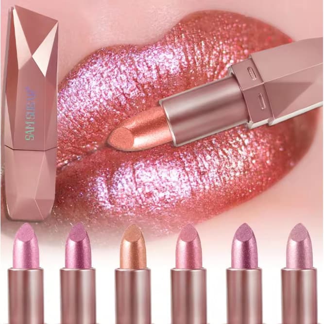 Batom Polígono Metálico De Longa Duração , Brilho , Laranja , Vermelho , Esmalte Labial , À Prova D'água , Hidratante ,