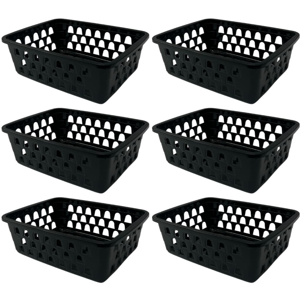 Kit 6 Cestos Organizador Multiuso Médio Empilhável Armário Gaveta Lavanderia 20x16x6