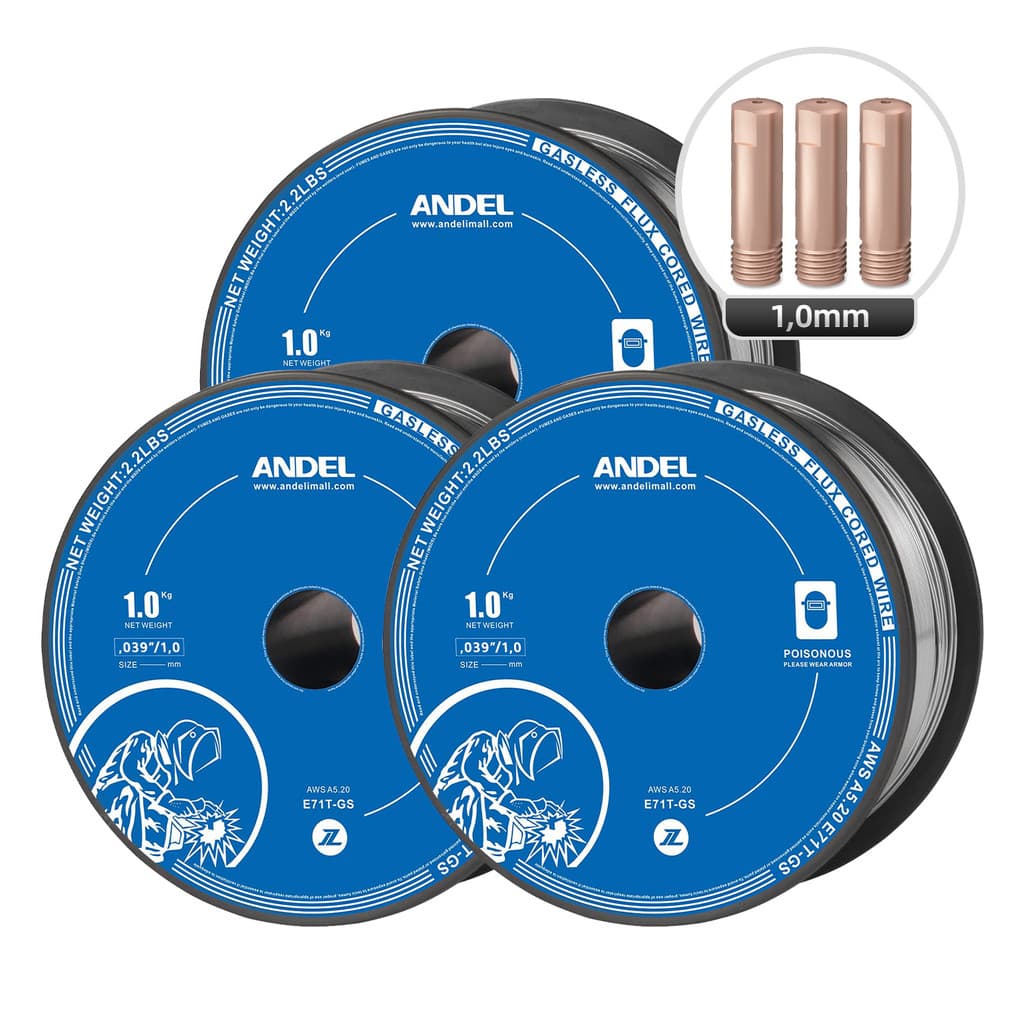 Arame 0,8mm/1,0mm Para Solda Mig Uso Sem Gás Rolo De 1kg Top ANDELI