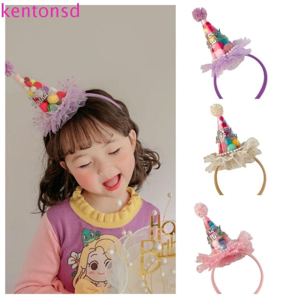 Tiara de Aniversário Kington, Acessórios de Cabelo Multicoloridos, Adereços para Fotos, Aro de Cabelo de Malha R YH62
